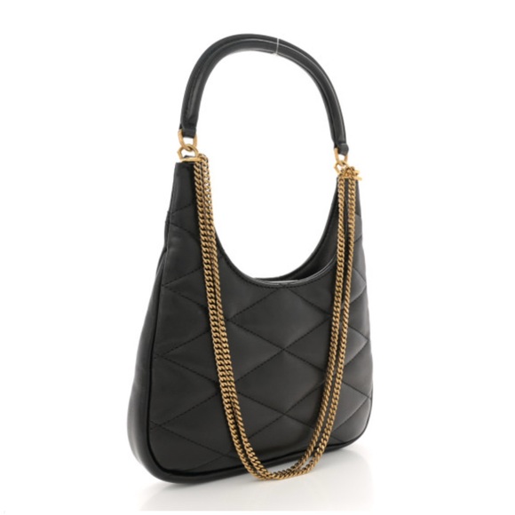 Yves Saint Laurent Black and Gold Quilted Shoulder Bag - Picture 5 of 12